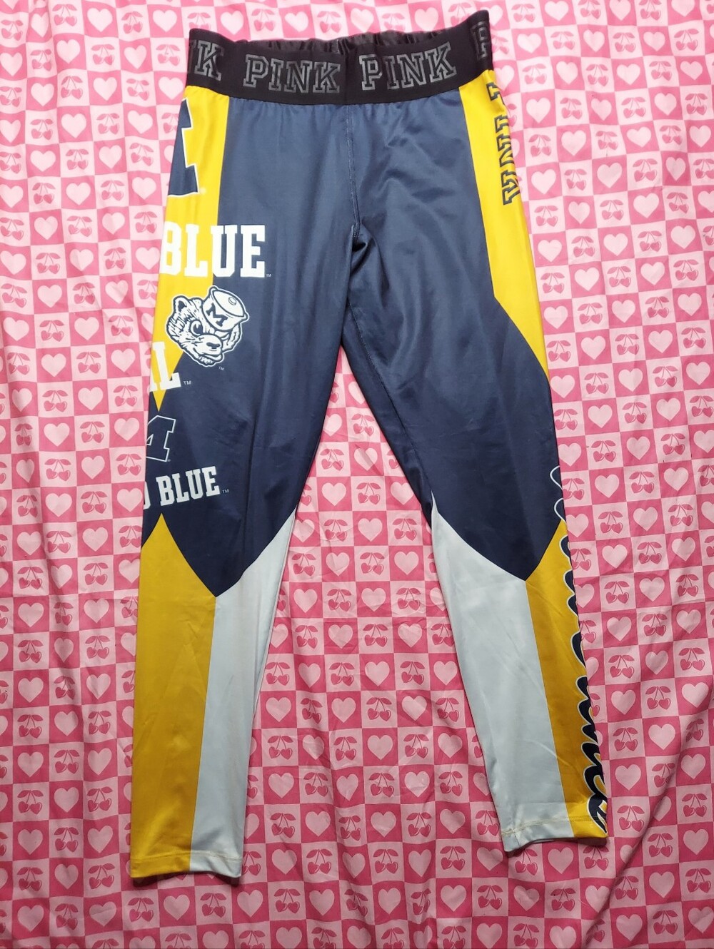 PINK Victoria's Secret Navy, Yellow and White Athletic Leggings for Kids